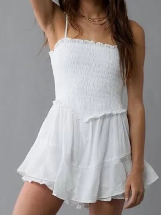 American Eagle Outfitters Dresses & Skirts - American Eagle Outfitters White Smocked Ruffle Mini Dress